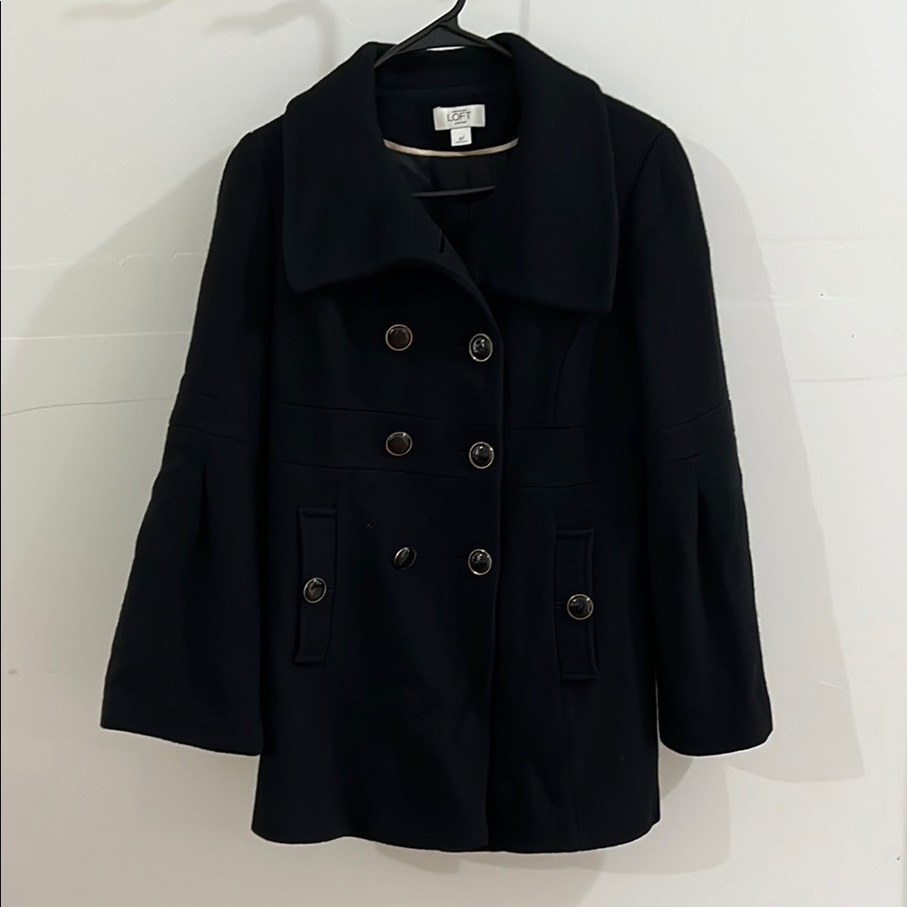 Loft wool blend black pea coat